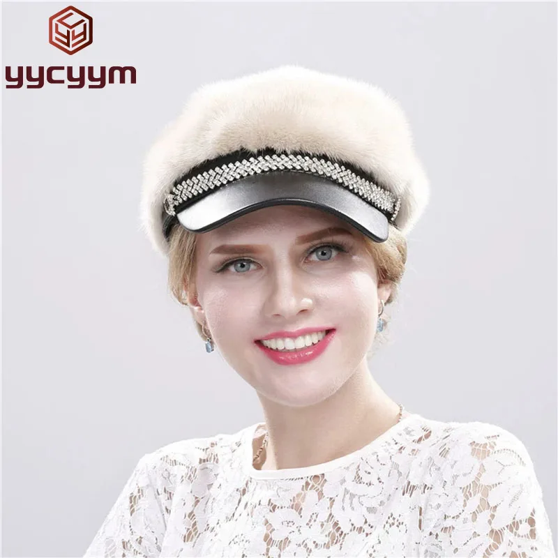 

Real Mink Fur Hat Winter Women Keep Warm 100% Genuine Mink Fur Hats Natural Quality Female Fashion Mink Fur Cap Lady Outdoor Cap