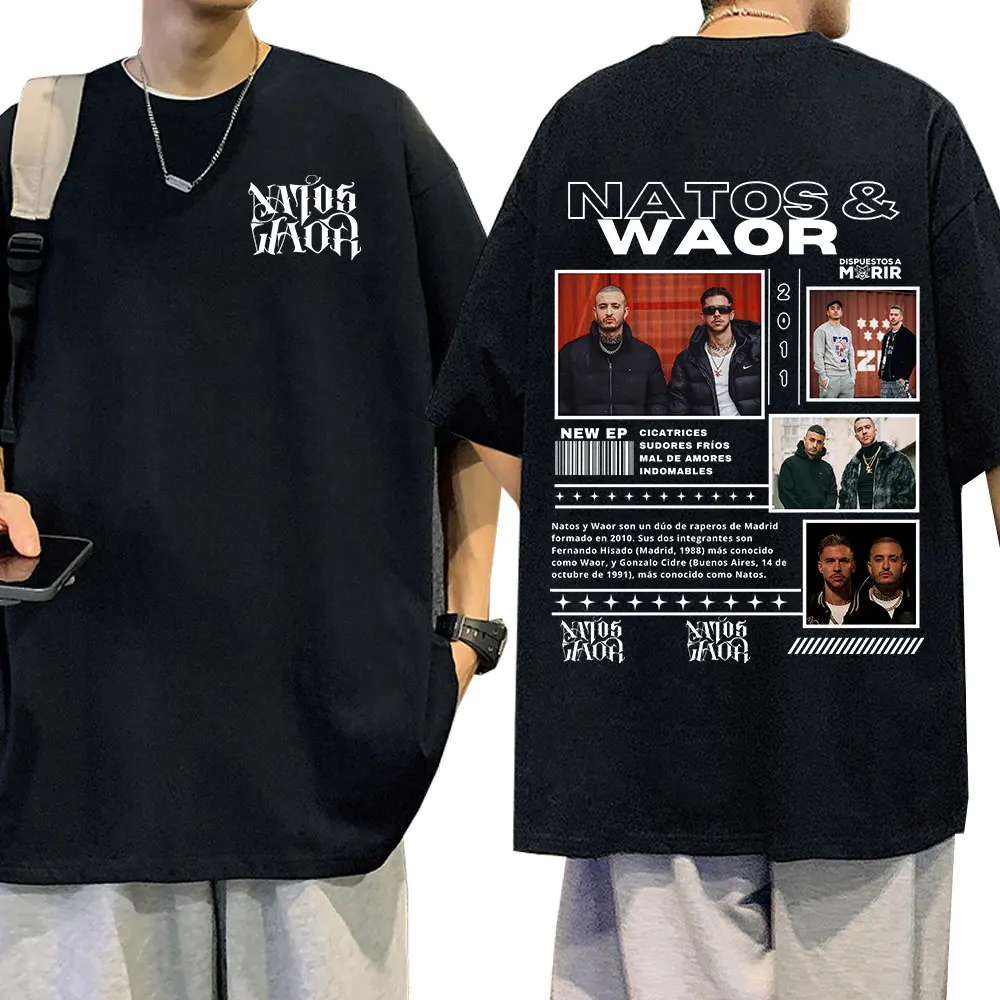 

Rapper NATOS WAOR Tour Graphic T Shirt Men Women Vintage High Quality Hip Hop T-shirts Cotton Oversized T-shirt Streetwear