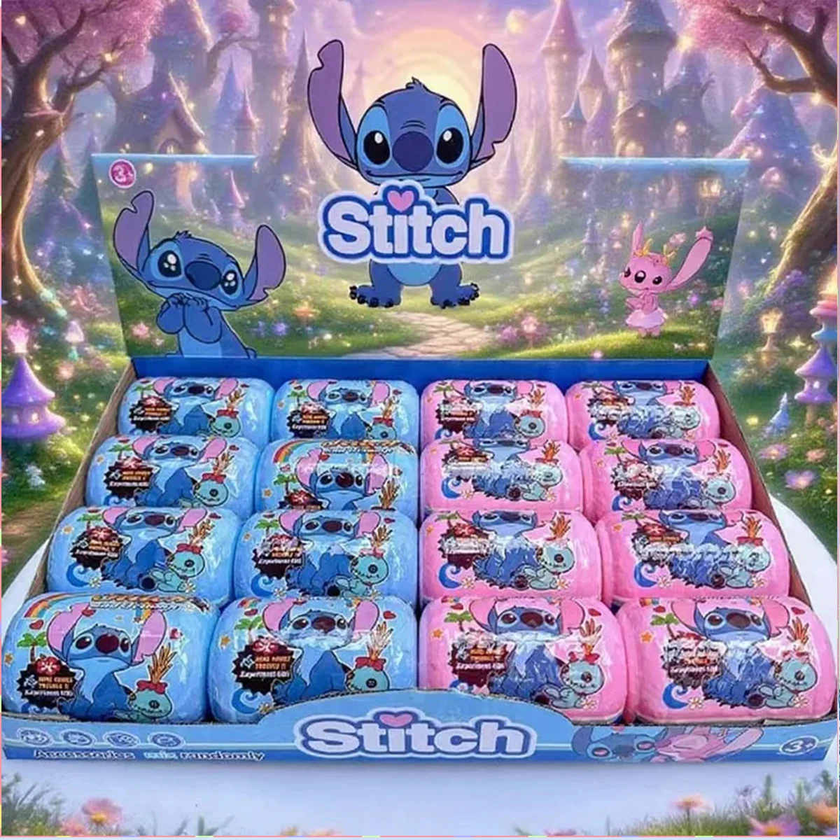16 Uds nuevo Lilo & Stitch recoger figura de acción cápsula Anime caja ciega sorpresa mochila colgante llavero cuerda muñeca juguete niños regalo