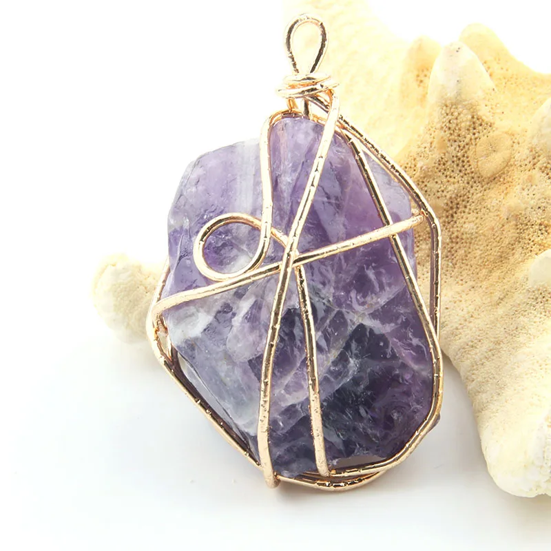 Wholesale Rose Quartzs Amethysts Irregular Natural Stone Pendants DIY for Necklace or Jewelry Making image 5