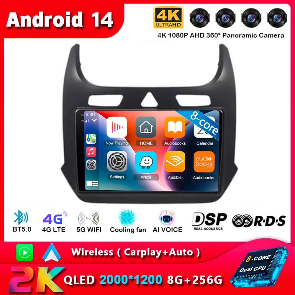 

Android 14 Carplay Car Radio for Chevrolet Cobalt 2 2011-2018 Multimedia Video Player WIFI+4G GPS 2Din DVD Head Unit Stereo QLED