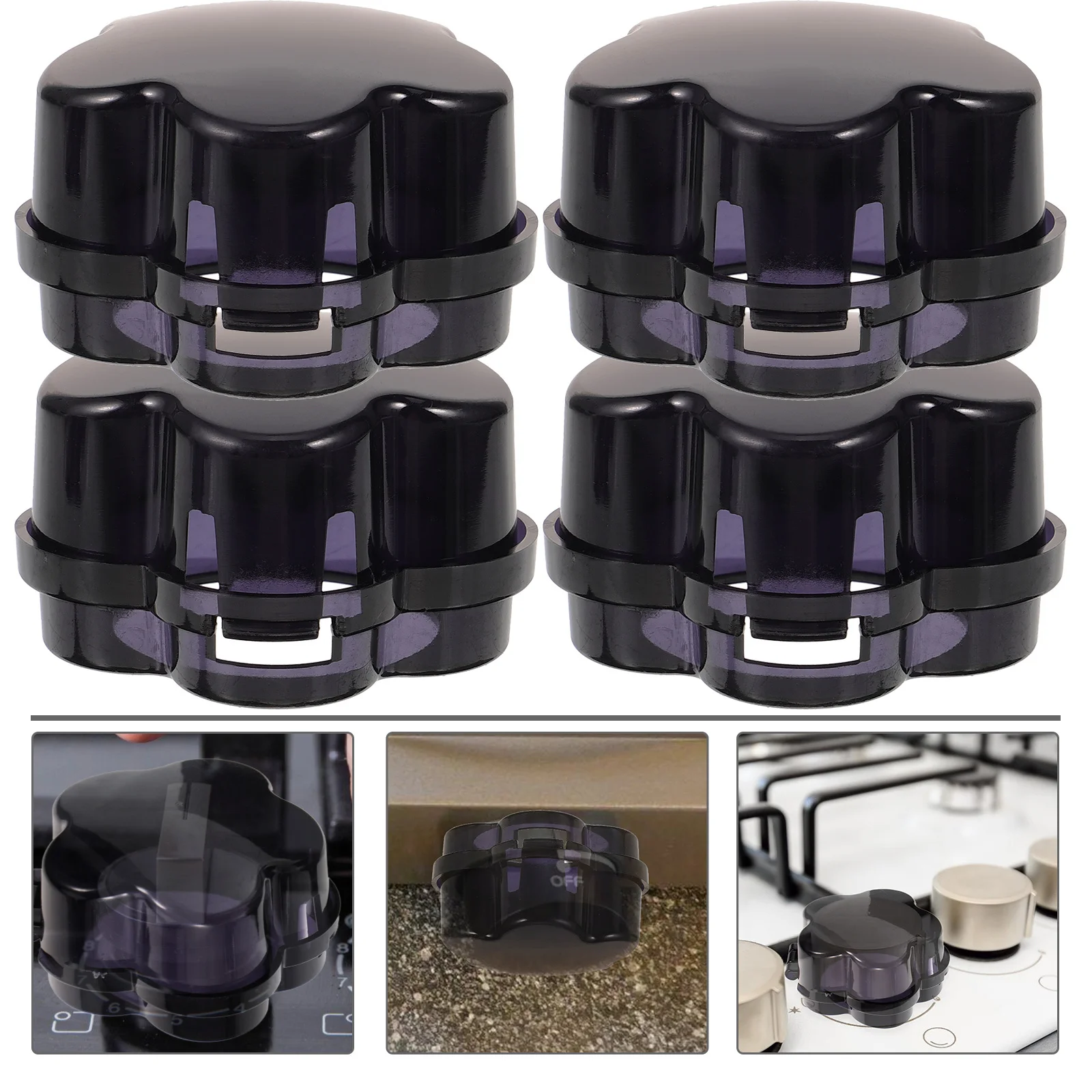 

4Pcs Child Safe Stove Knob Covers Plastic Gas Stove Baby Proof Oven Knob Safety Control Oven Lock Child Safety