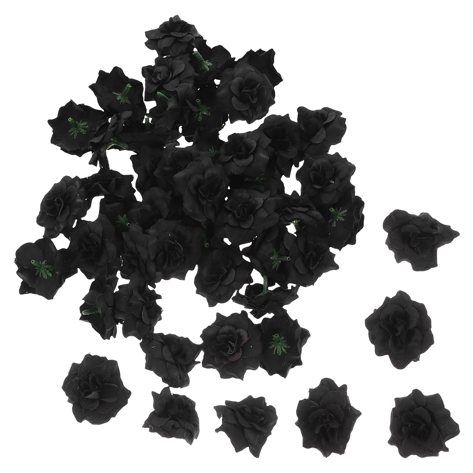 

50Pcs Artificial Black Silk Rose Flower Heads Fabric Plastic Wedding Car Garland Decoration Silk Rose Flower