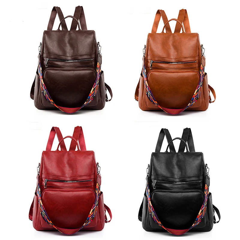 Women High Quality Leather Backpacks Vintage Female Shoulder Bag Travel Ladies Anti-theft Bagpack Mochilas School Bags for Girls