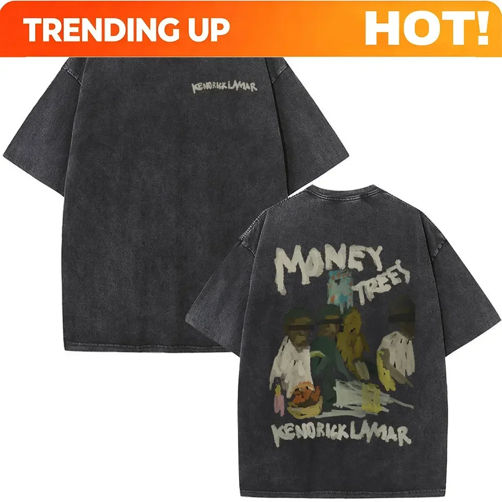 Customization Washed Vintage Rapper Kendrick Lamar Album Merch T-shirts Men's Clothing Hip Hop Retro Oversized T-shirt Fashion T