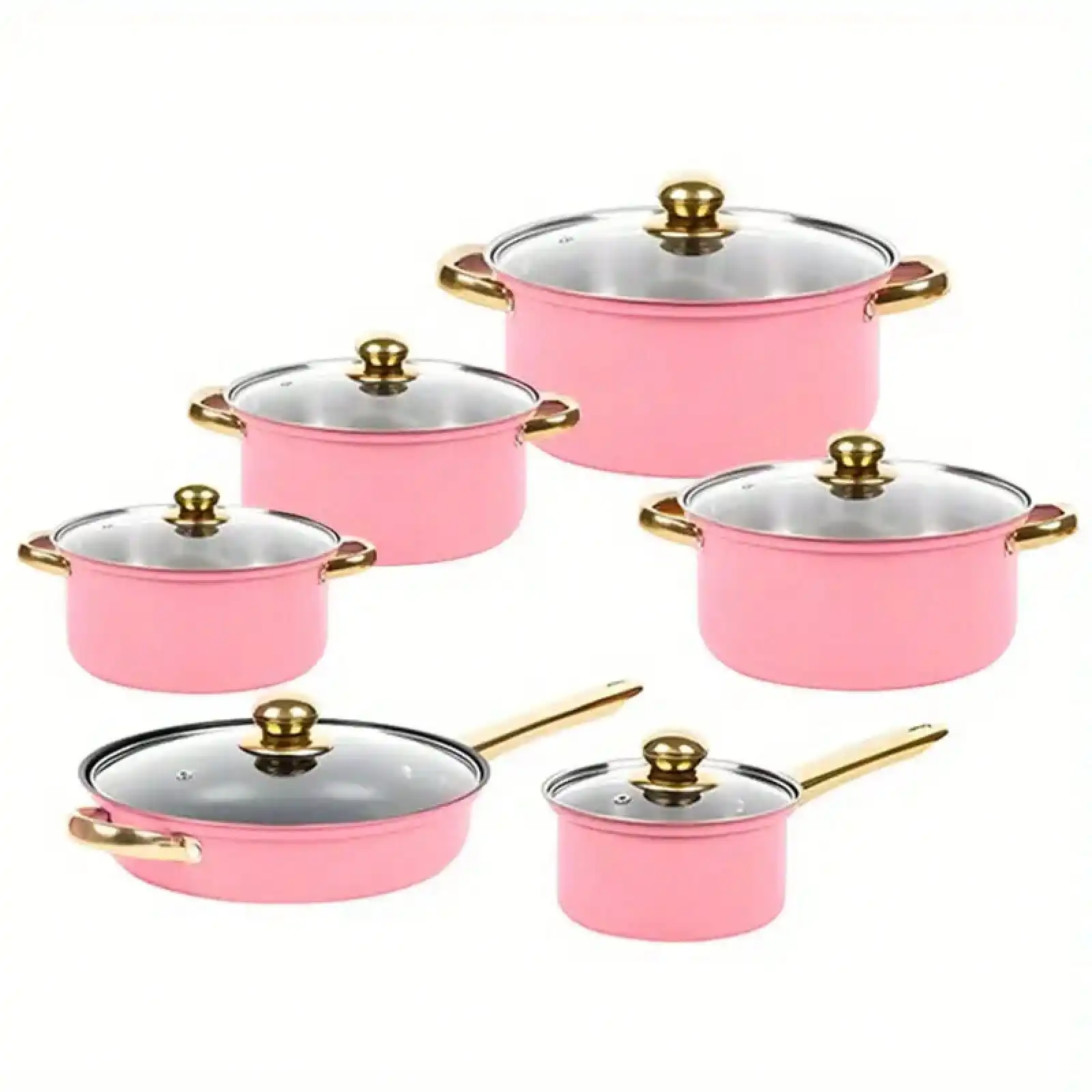 

2026 Hot Fashion 12-Piece Nonstick Cookware Set, Kitchen Cooking Set With Frying Pans & Saucepans, Induction Compatible, Marble Pink, Daily Household, Outdoor & Leisure Activities & Seasonal Gifts