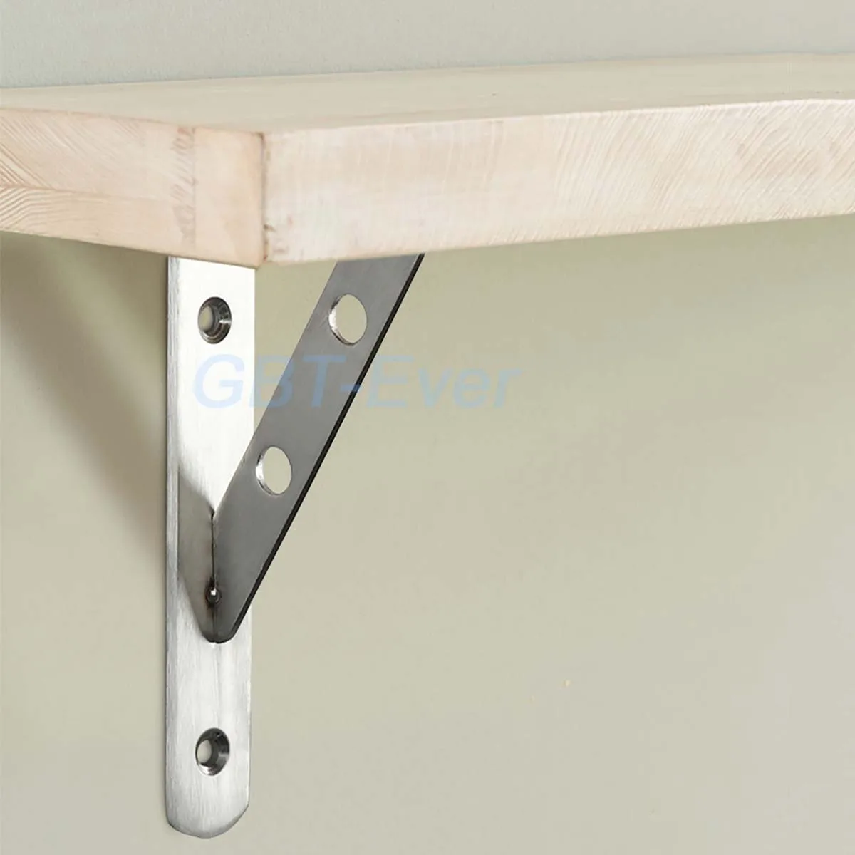 2Pcs 201 Stainless Steel Triangle Brackets 6-16Inch Wall Shelf Bracket 50kg Heavy Support Wall Mounted Bench Table Shelf Bracket