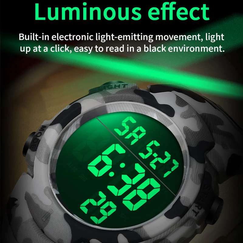 SANDA Series Electronic Men Watch Sport Multi functional Fashion Cool Waterproof LED Luminous Digital Men WatchesNew Camouflage
