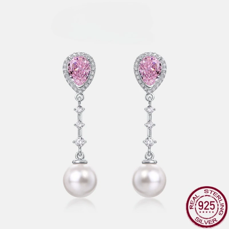 

New S925 pure silver ice flower cut high carbon diamond earrings, high-end wedding earrings, earrings, pendants, wedding jewelry
