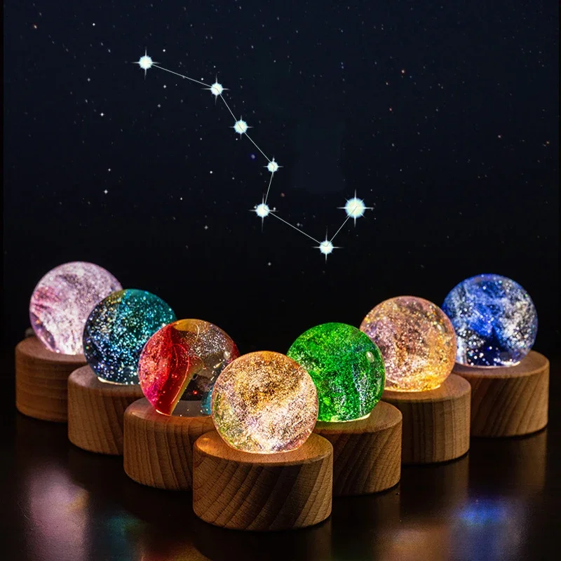 4cm Fantasy Colorful Glass Star Ball Luminous Planet Astronomy Planets Ball Fantastic Style Home Decoration Cosmic Model Gift