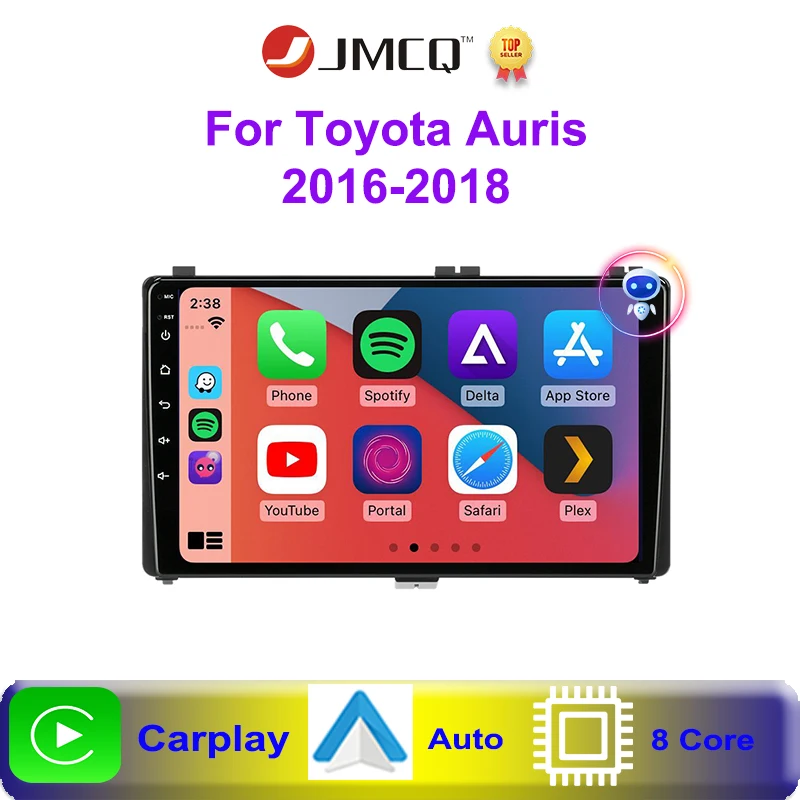 JMCQ Car Multimedia Player per Toyota Auris 2016 2017 2018 Corolla Carplay Android Auto autoradio Stereo unità principale di navigazione