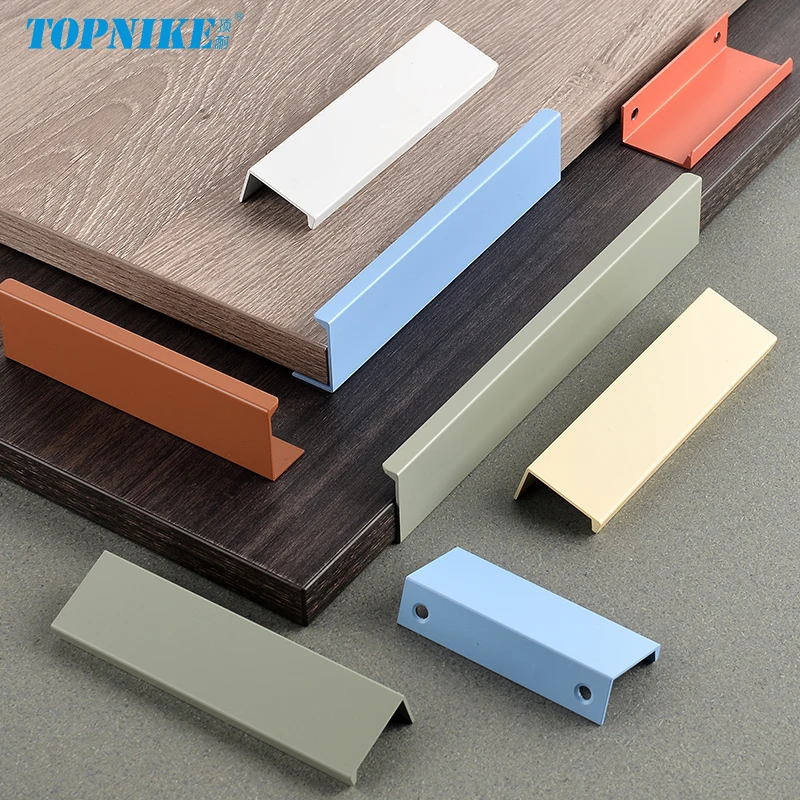 Invisible Kitchen Door Handles EdgePull Handle Closet Door Drawer Colorful Pulls For Furniture Morandi green blue orange