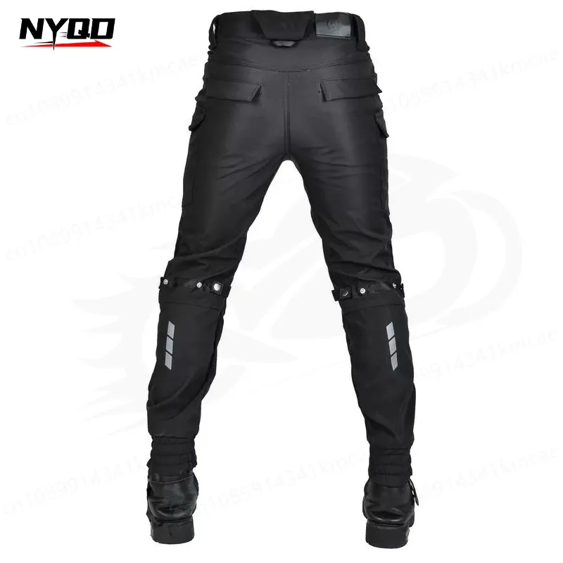 Durable Men's Motorcycle Cargo Riding Trousers Waterproof Windproof Breathable Elastic High Waist Jogger Fit Protective