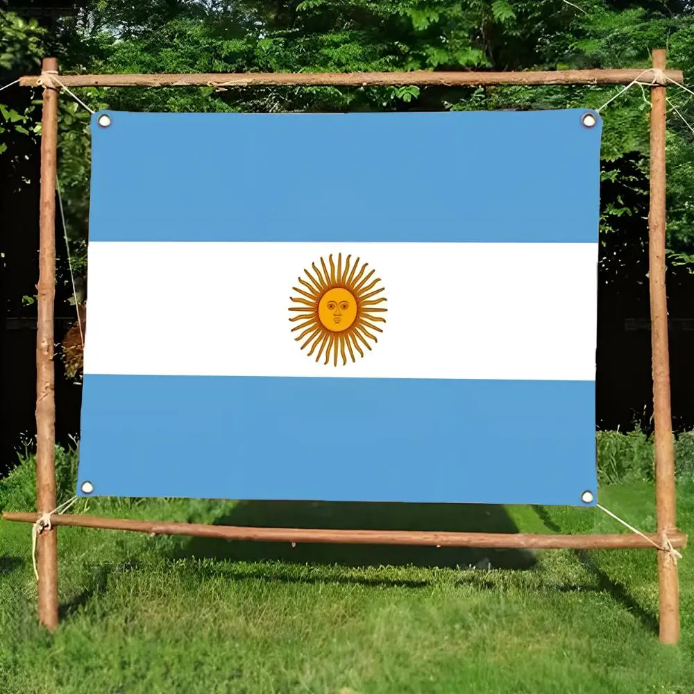 Flag of Argentina Flags Daily four ring borderless design indoor outdoor decor easy hang install