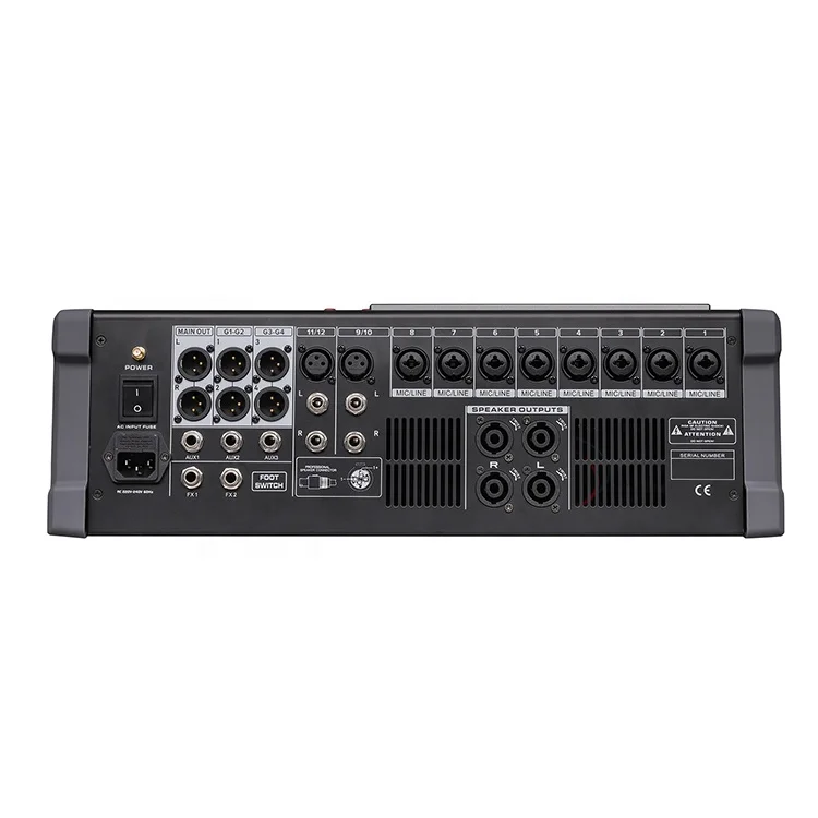 12/16 Channel Mixer with Power Amplifier 1000W 8 Ohm DJ Mixer