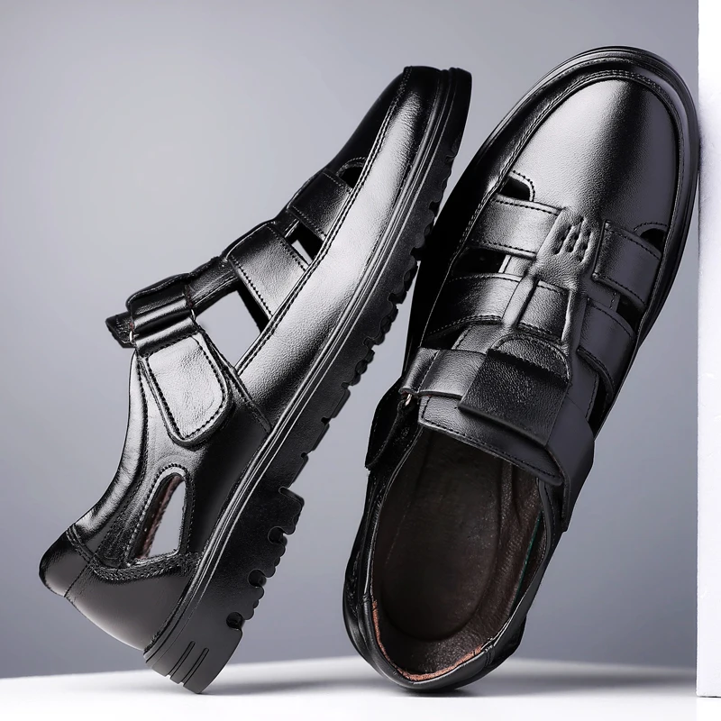 

Retro Style Business Sandals Mens Summer Outdoor Casual Shoes Breathable Slippers Non-slip Roma Flats New Male Wading Aqua Shoes