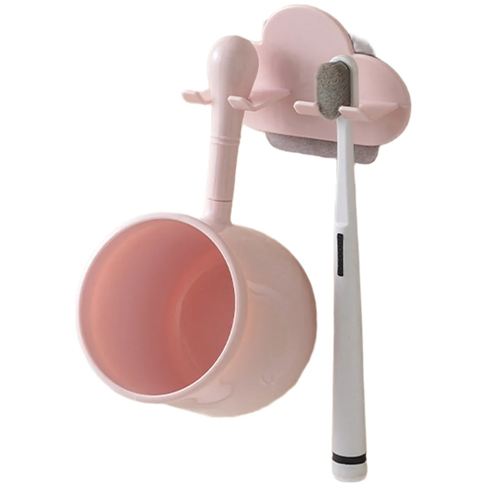 Cloud Shaped Wall Mount Toothbrush Holder and Cup Set for Bathroom No Drill Installation PP 16x8x8cm Family Sized Organizer
