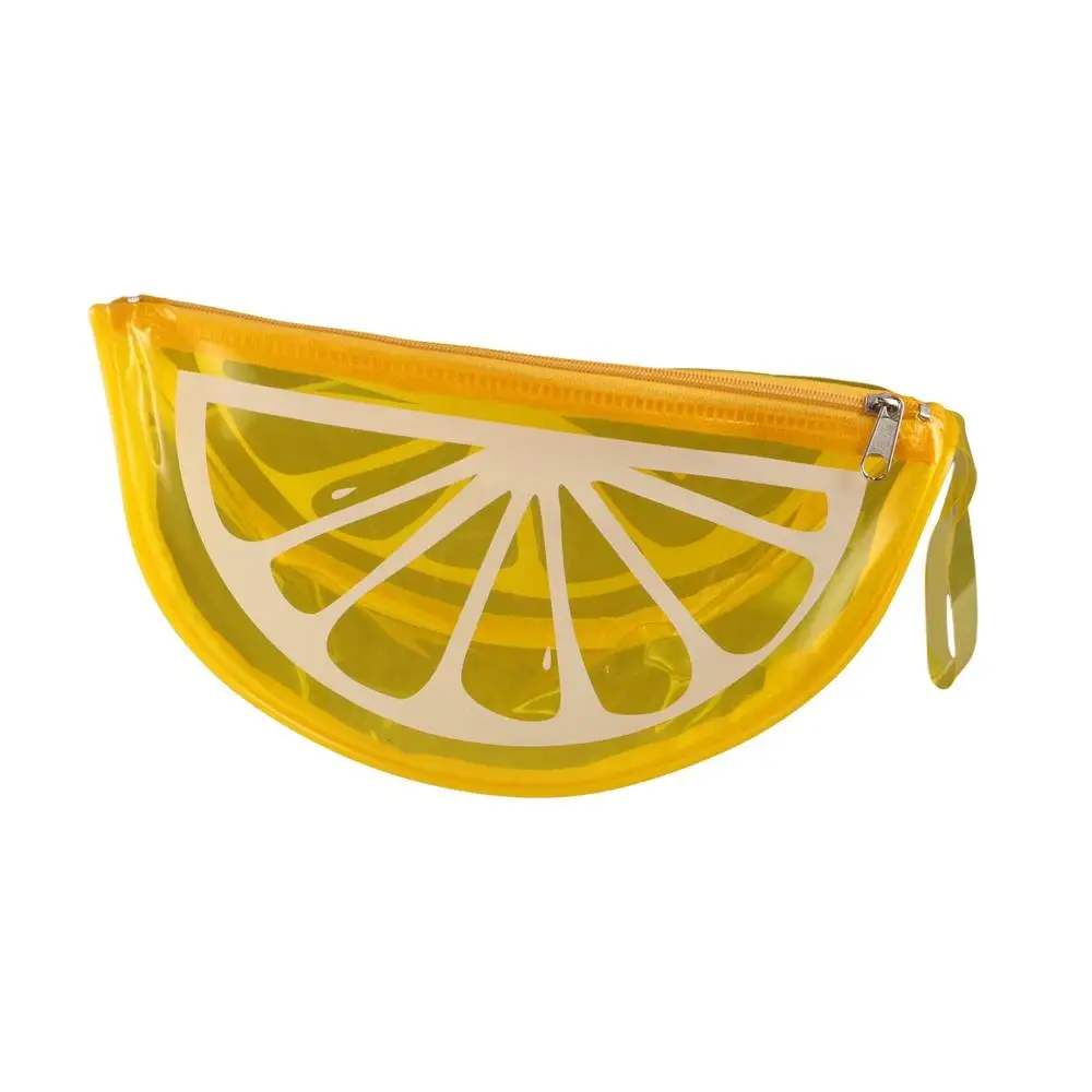 Transparent Lemon Cosmetic Bag Waterproof Large-Capacity Lemon Makeup Case Space Saving Professional Zipper Toiletry Bag Travel