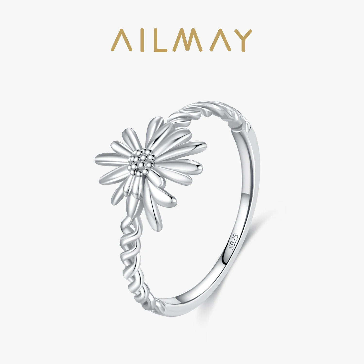 

Ailmay высокое качество 925 Стерлинговое Серебро индивидуальная Мода Подсолнух перстень для женщин девушек аксессуары ювелирные изделия