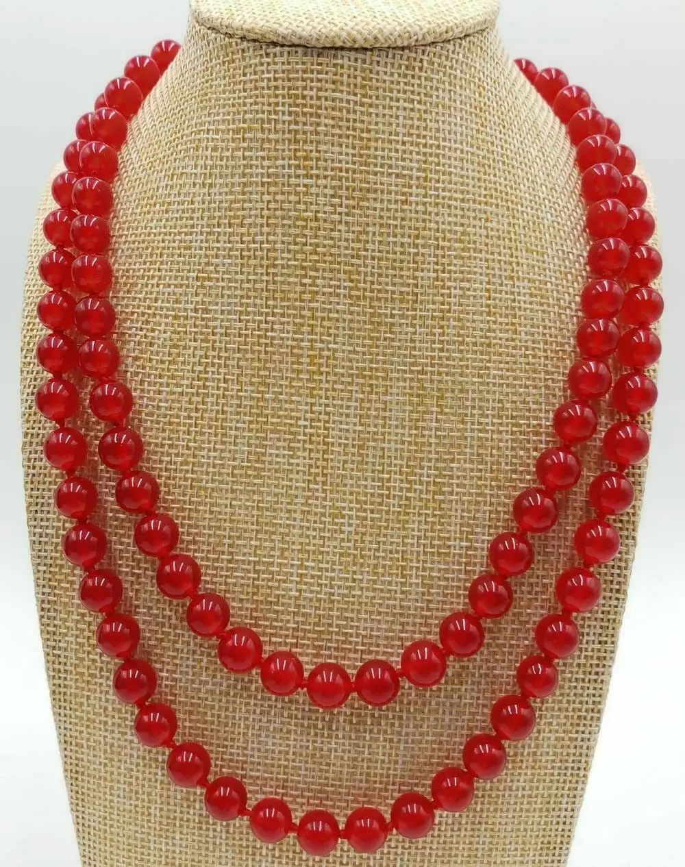 

Natural 8mm Red Jade Gemstone Round Beads Necklace 32 Inches AAA+