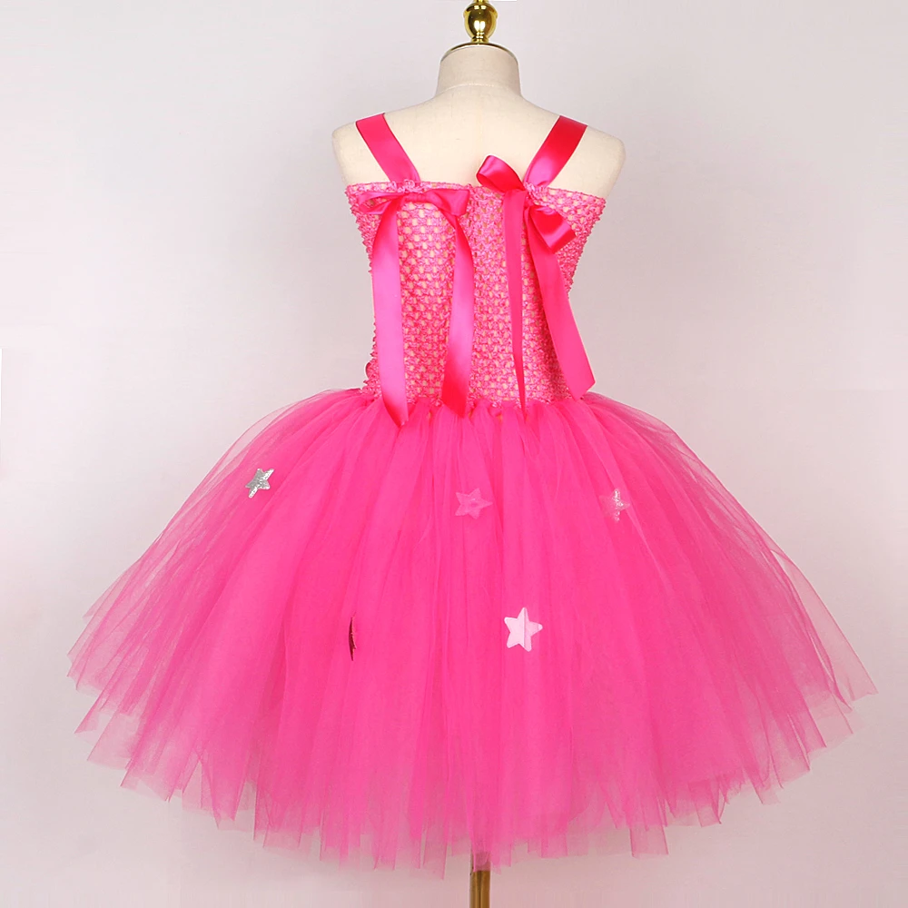 Girls Fashion Hot Pink Princess Costume Western Cowgirl Fancy Tutu Dress with Cowboy Hat Square Scarf Kids Carnival Party Outfit view 5