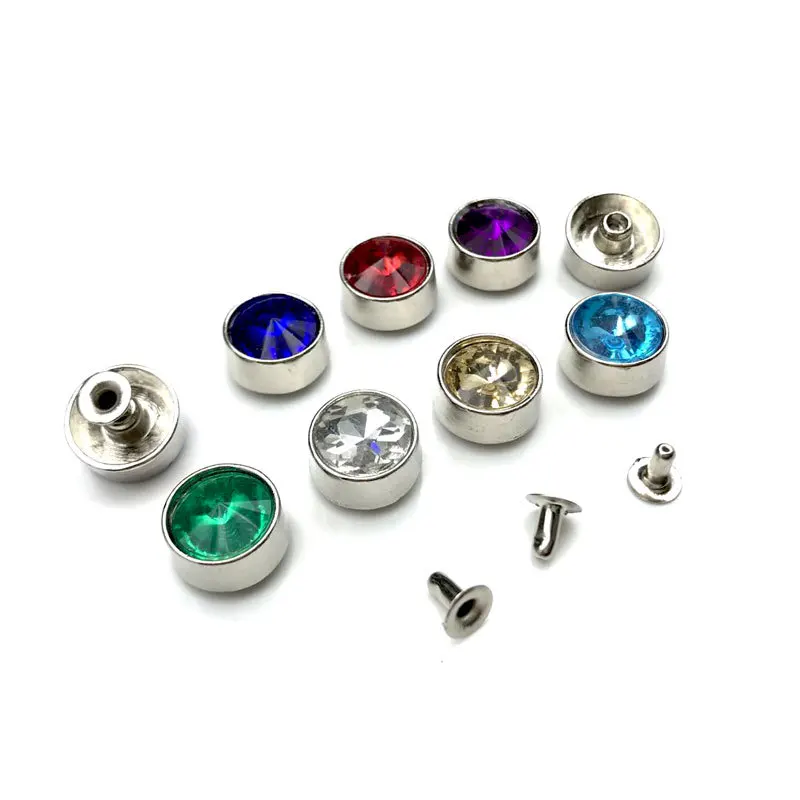 2-10Sets Crystal Trim Rivets Rhinestone Punk Garment Rivets Studs For DIY Crafts Clothing Bag Leather Shoes Handcraft Decor