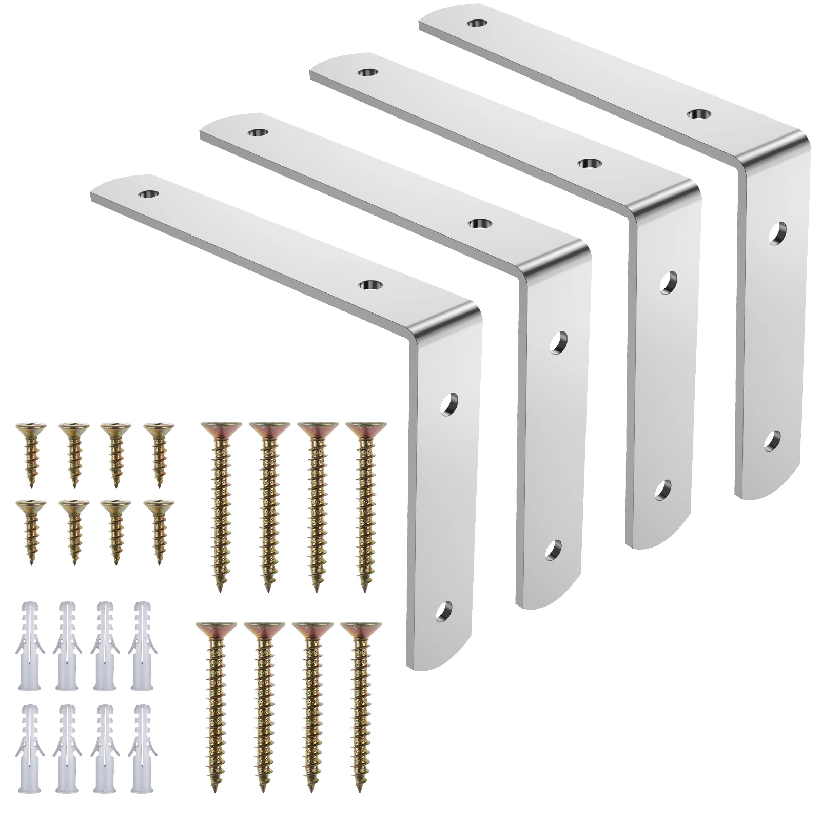 

8PCS/4PCS L Bracket Heavy Duty Stainless Steel Shelf Support Corner Brace Joint 90 Degree Right Angle Bracket for Cabinet Drawer