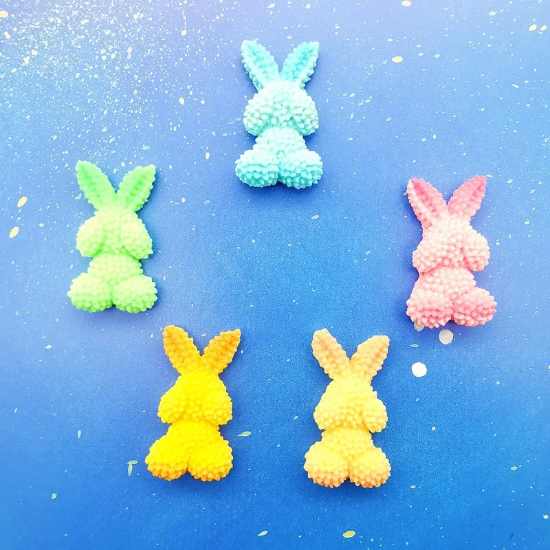 10Pcs Kawaii Cartoon Colour Rabbit Resin DIY Shoes Hat Icebox Barrette Mobile Phone Case Scrapbook Cream Glue Flat Back Resin