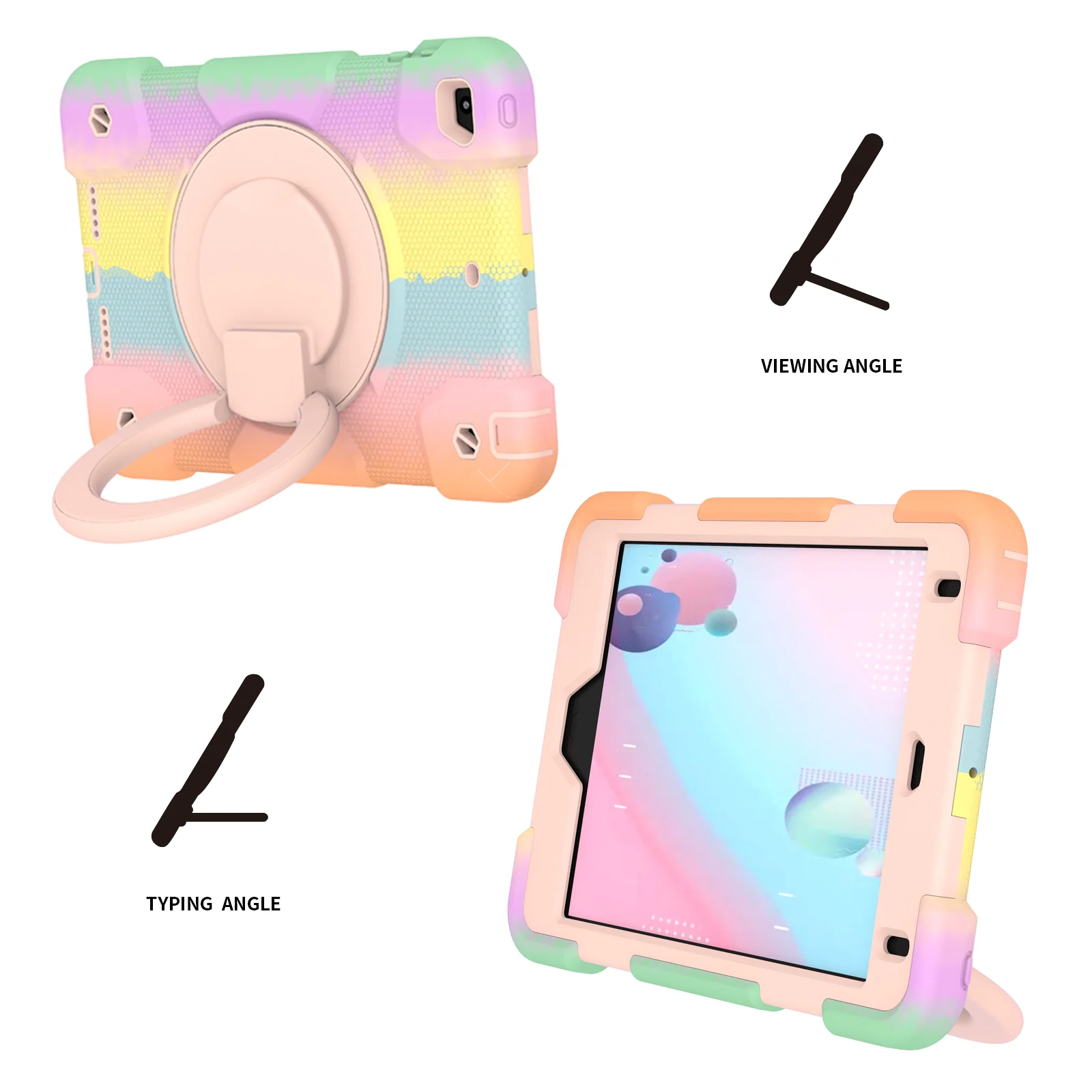 Funda PC Silicone Case for iPad Mini 4 5 7.9" 360 Rotation Stand Cover With Handle Grip Shoulder Strap Colourful Protect Shell 