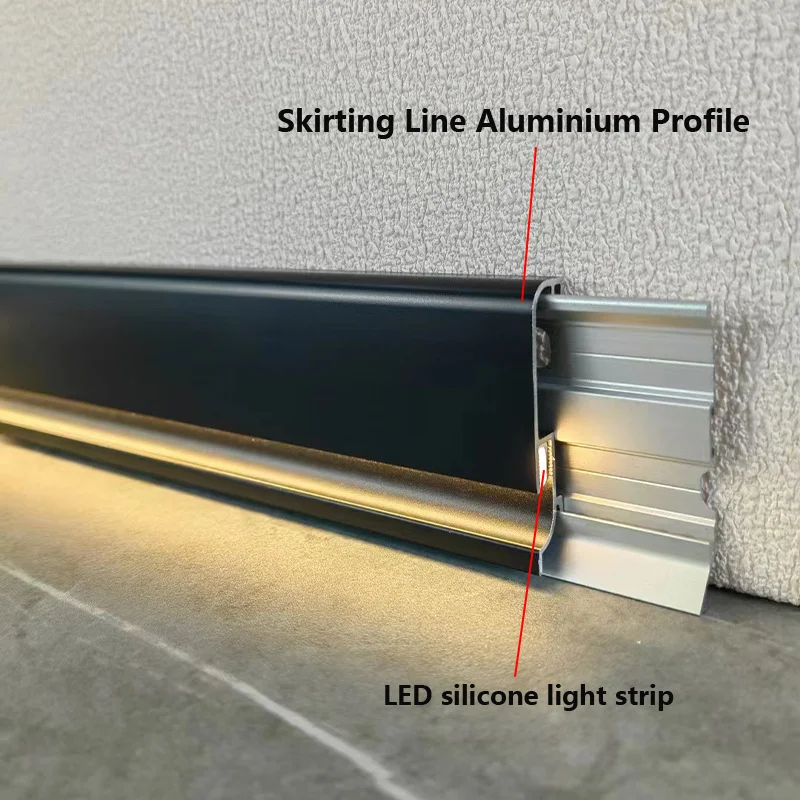 H50mm LED Mini Skirting Line Aluminium Profile Surface Mounted Silicone Diffuser Channel DC24V Wall Skirting Corner Linear Lamp