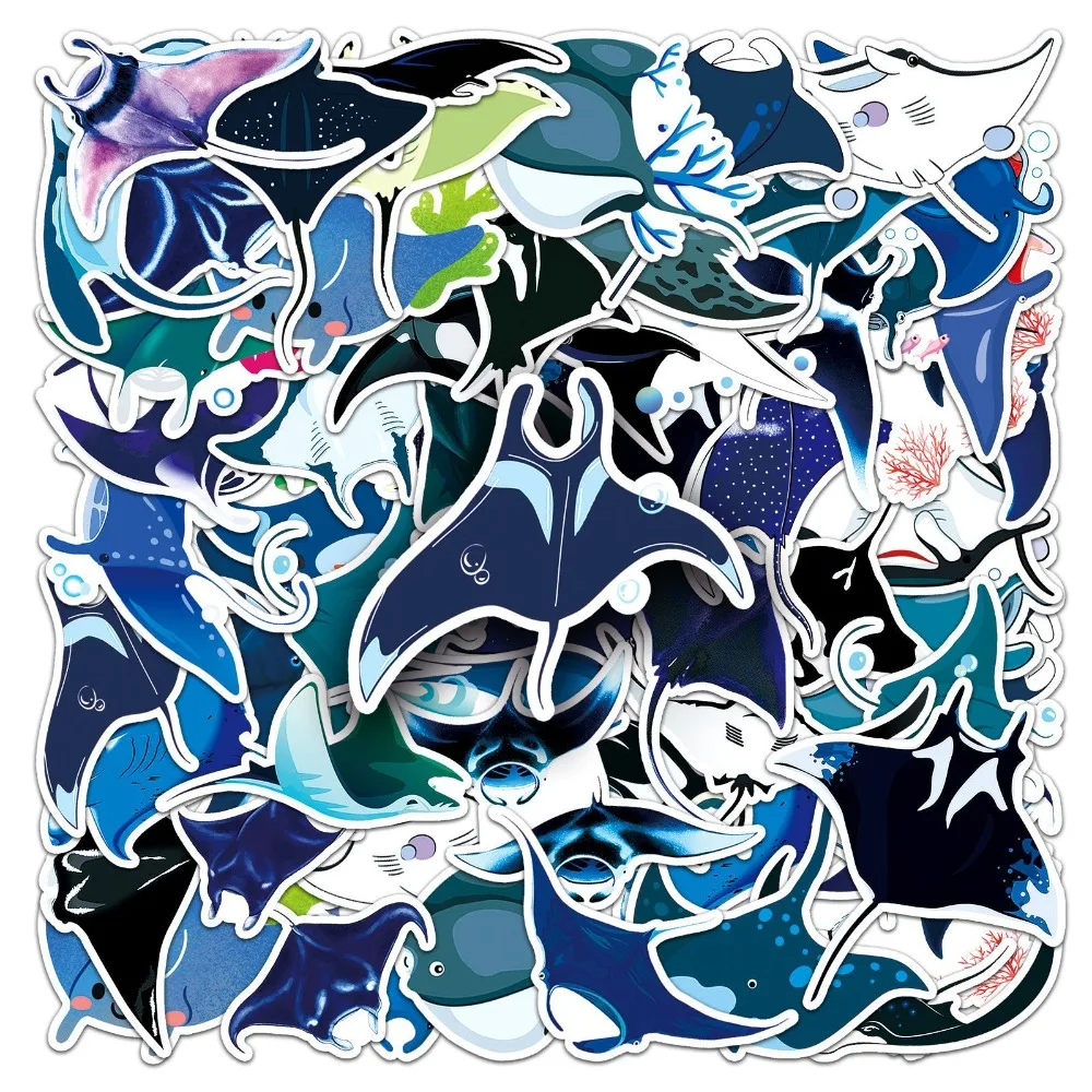 10/50 قطعة الكرتون الأزرق المحيط الأسماك ملصق الديكور سطح المكتب التزلج دراجة الأمتعة جراب هاتف ثلاجة الكمبيوتر