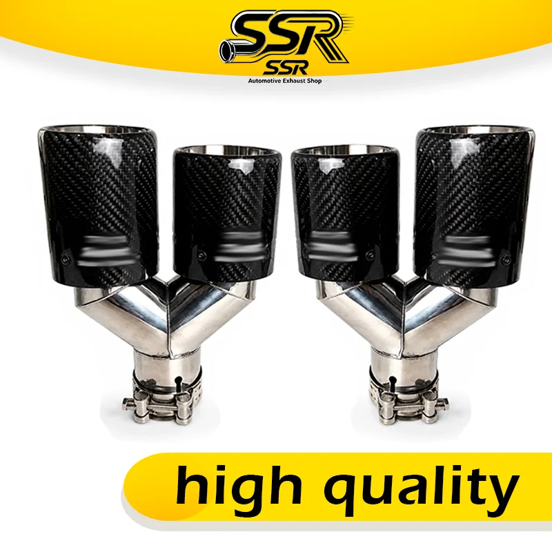 AK LOGO General carbon fiber style dual exhaust ports stainless steel dual exhaust ports muffler tailpipe car exhaust pipe cover