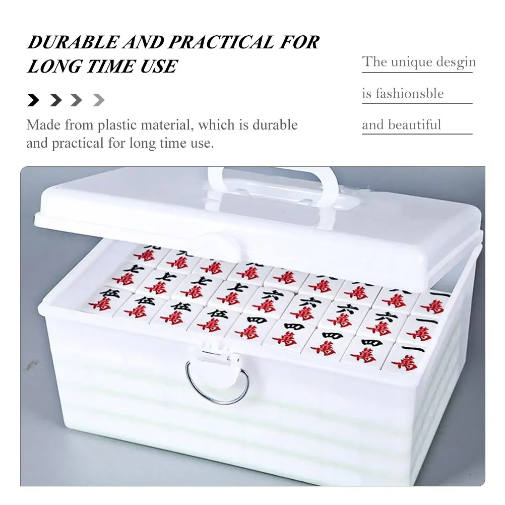 

Plastic Mahjong Box 28x17x13cm Large Capacity Storage Case Smooth Edges Portable Organizer Toy Game Container Home Use