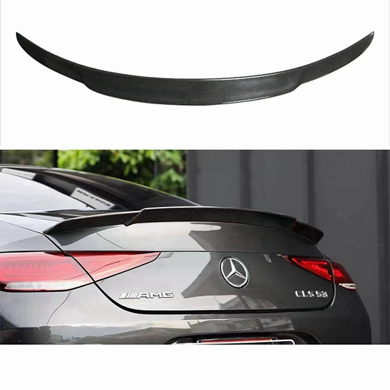 

For Mercedes-Benz CLS W257 BAS Style Carbon Fiber Rear Spoiler Trunk Wing 2018-2023 FRP Glossy black Forged Carbon