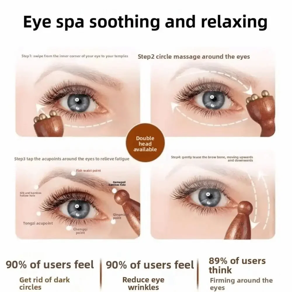 Konturenbürste, Lymphatische Kontur-Gesichtsbürste und Lotus-Augenmassagestab aus Messing, Sandelholz, Gesicht, Augen, Meridian, Akupressur-Massagegerät – Detail 13