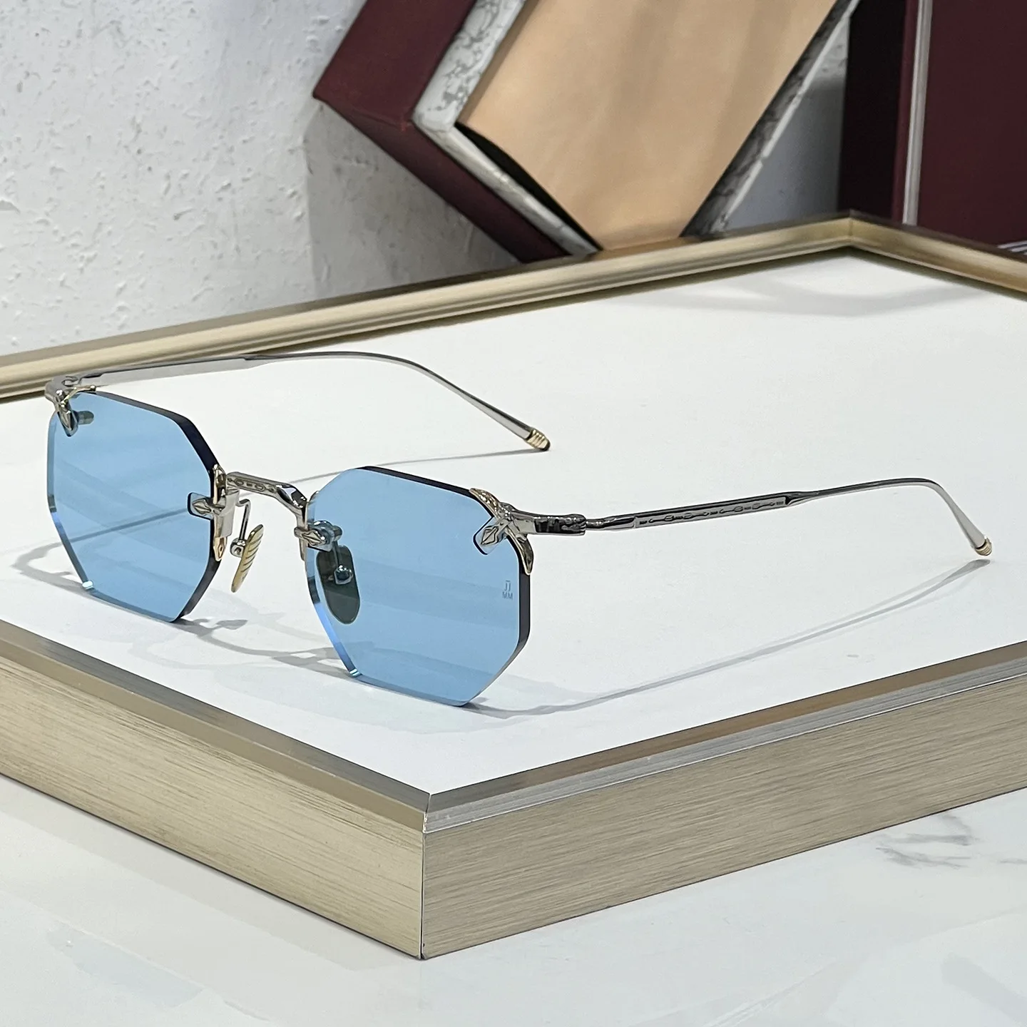 

ELDORADO Luxury Rimless Square Sunglasses Japanese Handmade Unisex UV400 Fashion Eyewear for Vacation Travel