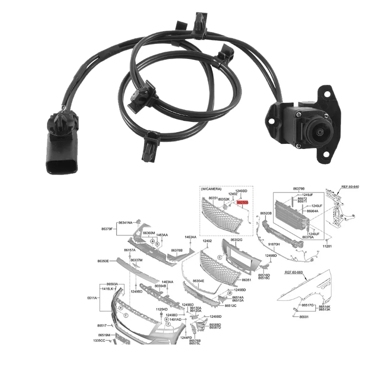 

Front View Camera | 99250-T6010/99250-T6000 for Hyundai (Black)