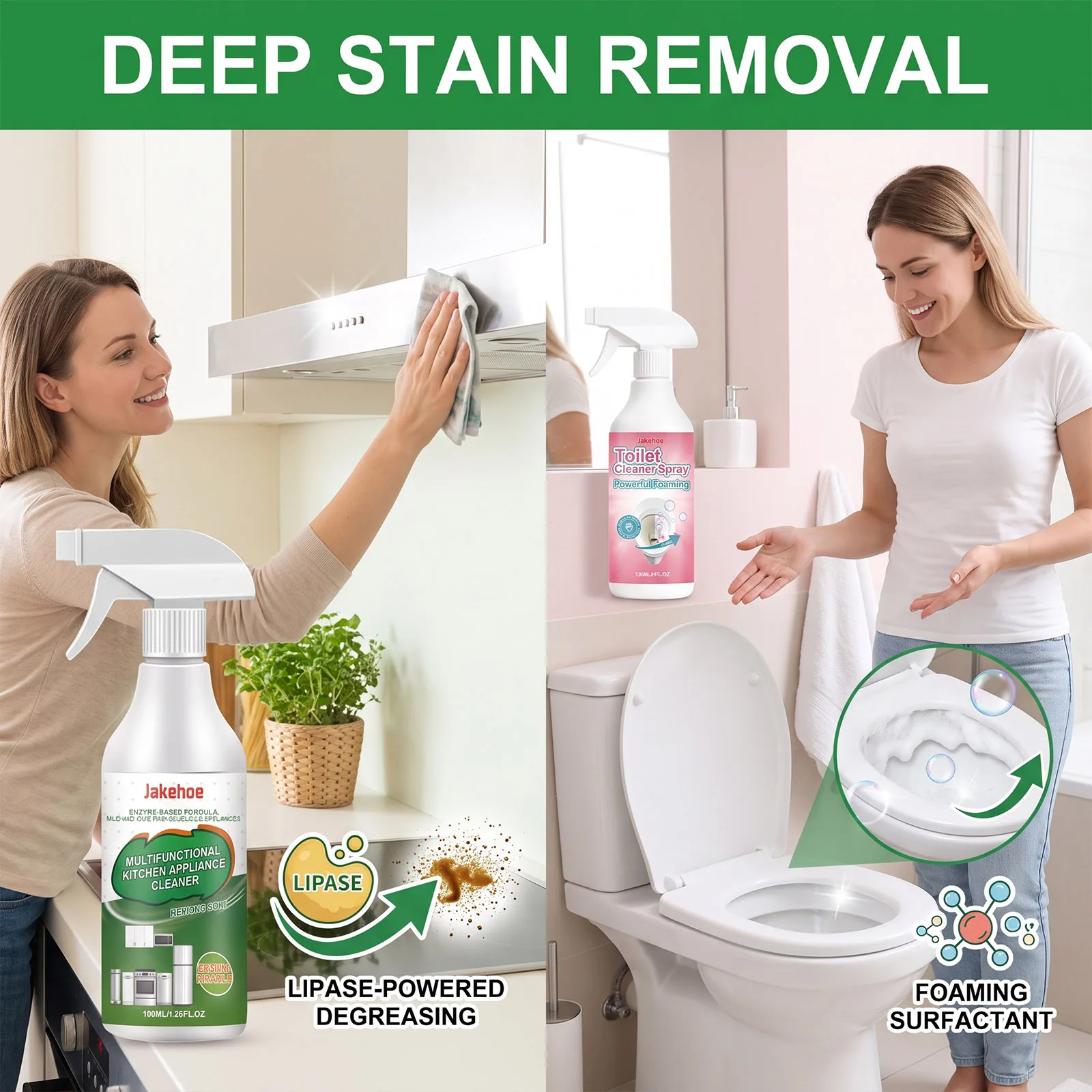 Daily Household Cleaner Set Gentle Stain Remover Spray Kitchen Appliance Bathroom Cleaner Multi Purpose Cleaning Kit Care