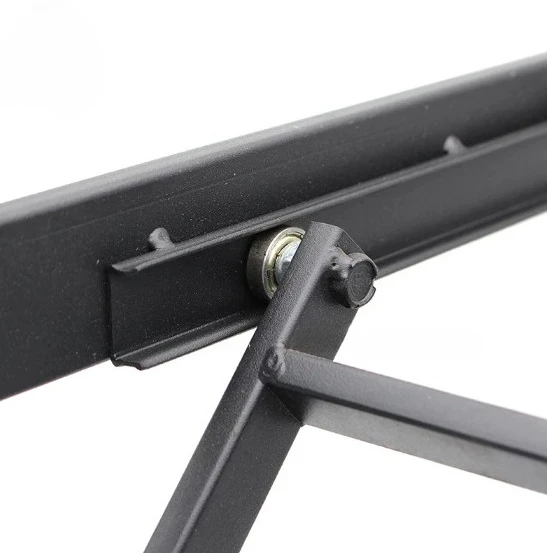 Wireless remote-controlled electrically adjustable coffee table/dining table with metal folding frame