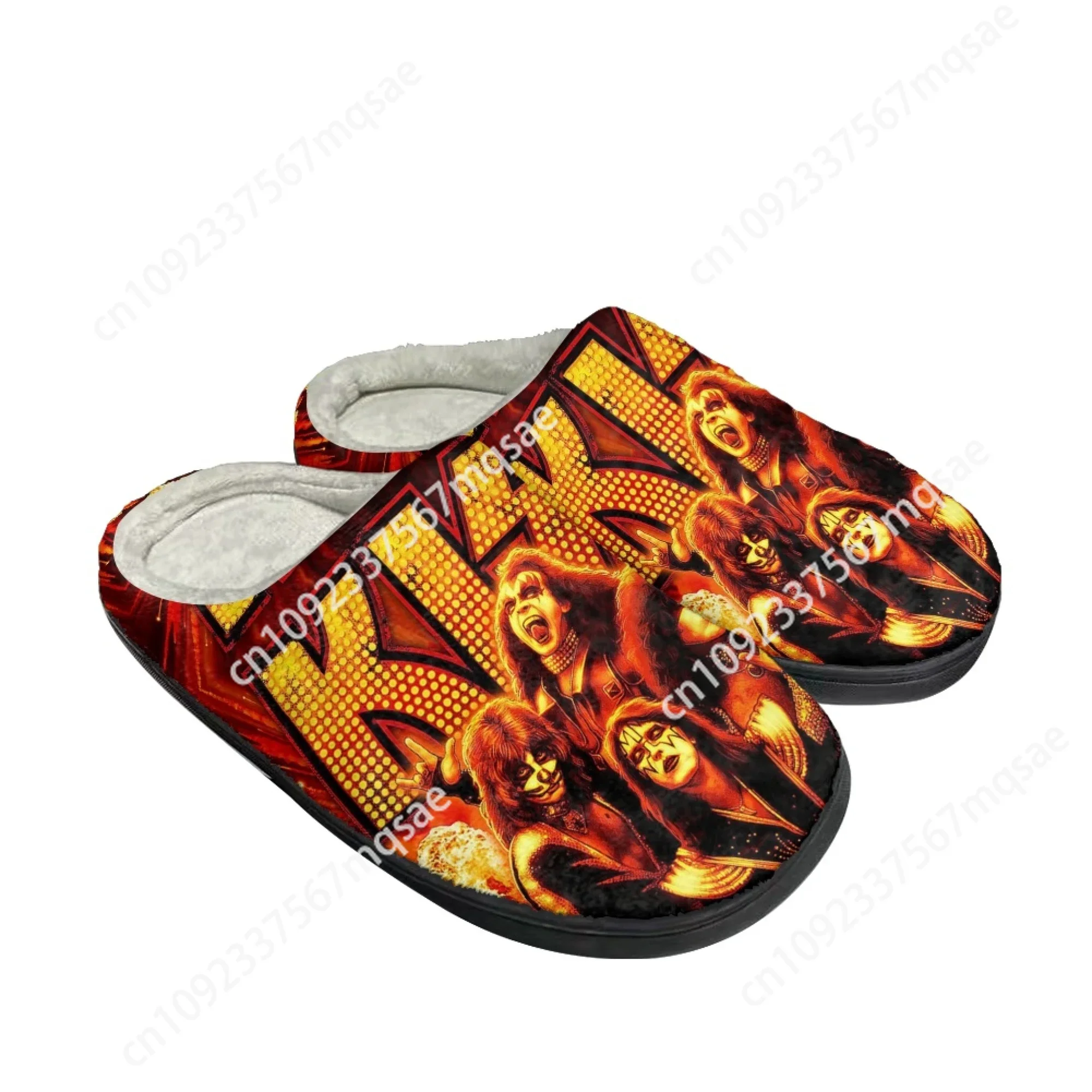 

Heavy Metal Kiss Rock Band Home Cotton Custom Slippers Womens Mens Sandals Plush Casual Keep Warm Shoes Couple Thermal Slipper