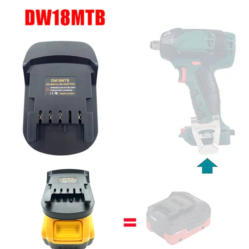 DM18MTB Battery Converter Adapter For Dewalt For Milwaukee 18V Li-Ion Batteries DCB204 DCB205 Convert To Metabo 18V Power Tool