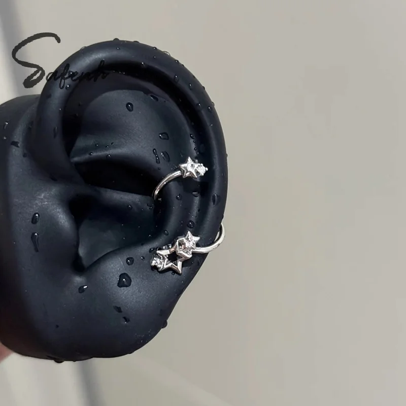 1PC Star Surround Planet Spiral Ear Bone Nail For Women New Fashion Silver Color Earrings Accessories