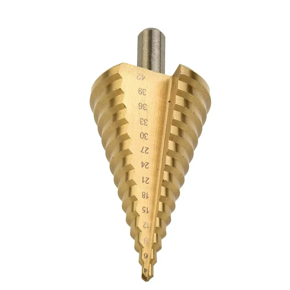 Premium HSS Steel Titanium Step Cone Drill Bit, 4 42mm, Round Handle Hole Cutter, Perfect For Professional Use