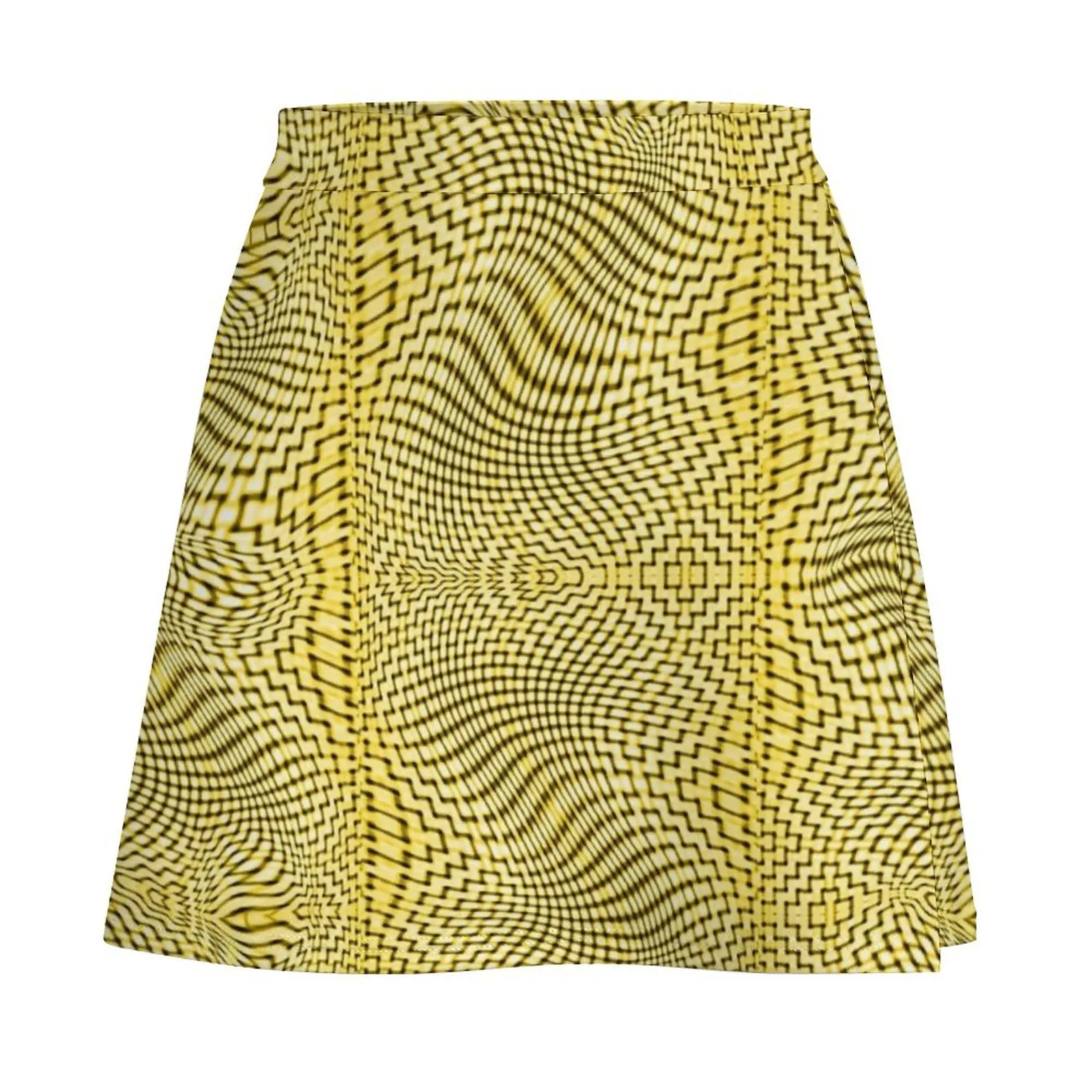 Abstract curved stripe in jute, yellow and black traces Mini Skirt Skirt for girls skirts for womens Mini Skirt