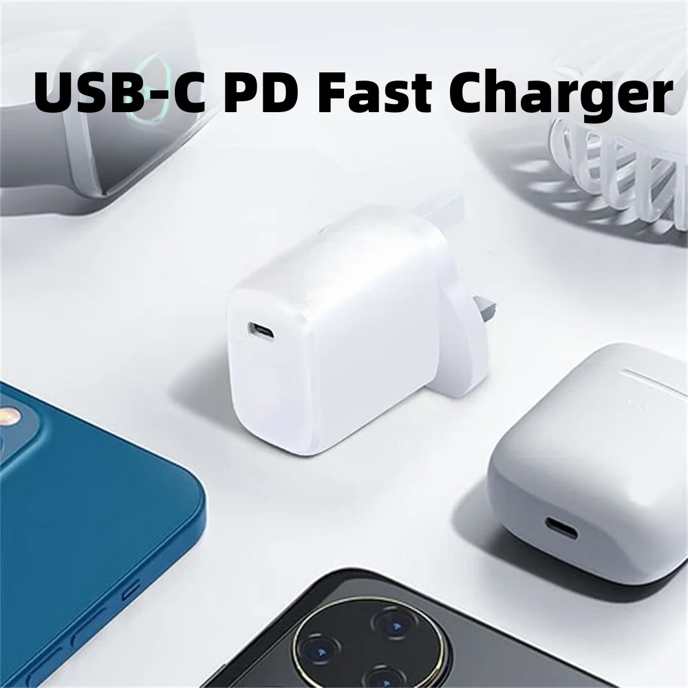 2 Pack 20W USB C Fast Charger PD Wall Charging Plug UK USB-C Power Adapter Compatible for iPhone 15 Pro Max/Plus 14 Pro Max