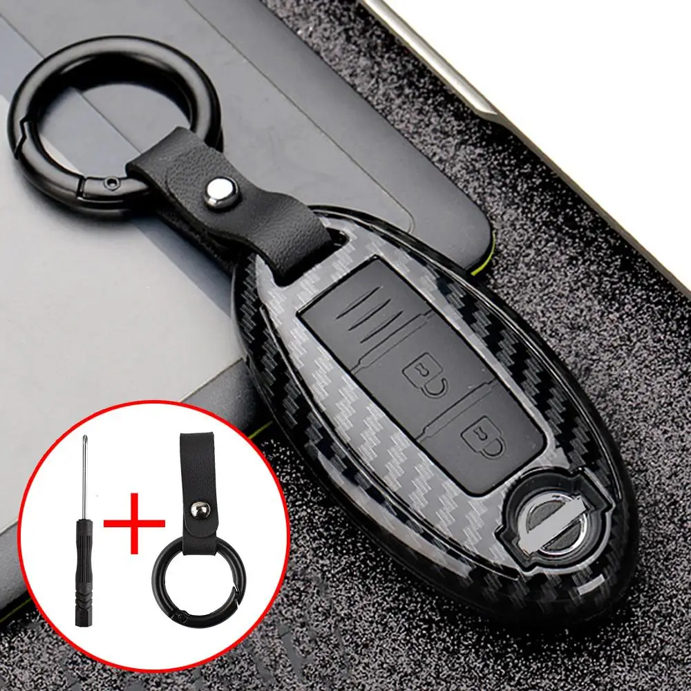 Carbon Style Car Remote Key Fob Shell Case Cover FOR Qashqai Pulsar March 370Z Micra Juke Note Tiida Wingroad NV200 Leaf Cube