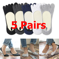 5 Pairs Men Toe Socks No-Show Low Cut Invisible Non Slip Toe Separator Socks