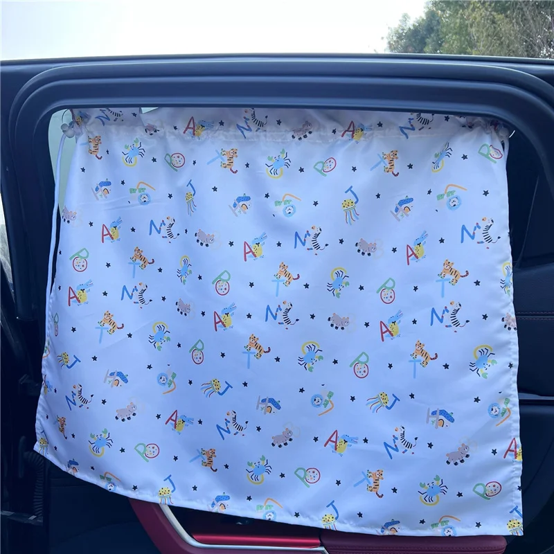 1 Pair Car Window Shades For Baby Cartoon Pattern Suction Cup Curtain Universal Side Window Sunshade UV Protection Covers
