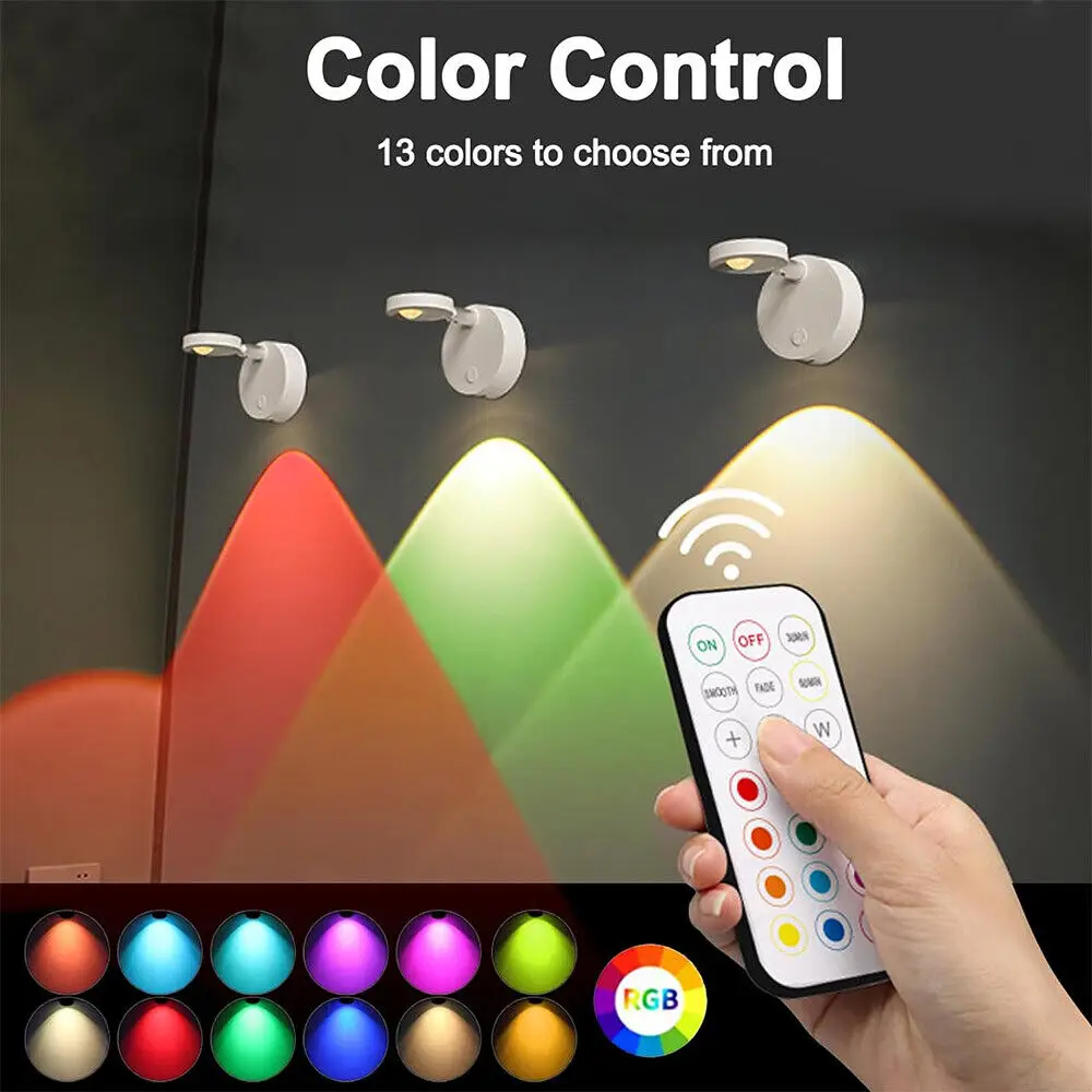 2x RGB LED Downlight Restaurant Hotel Home Atmosphere Lighting Wall Mounted Remote Control Light