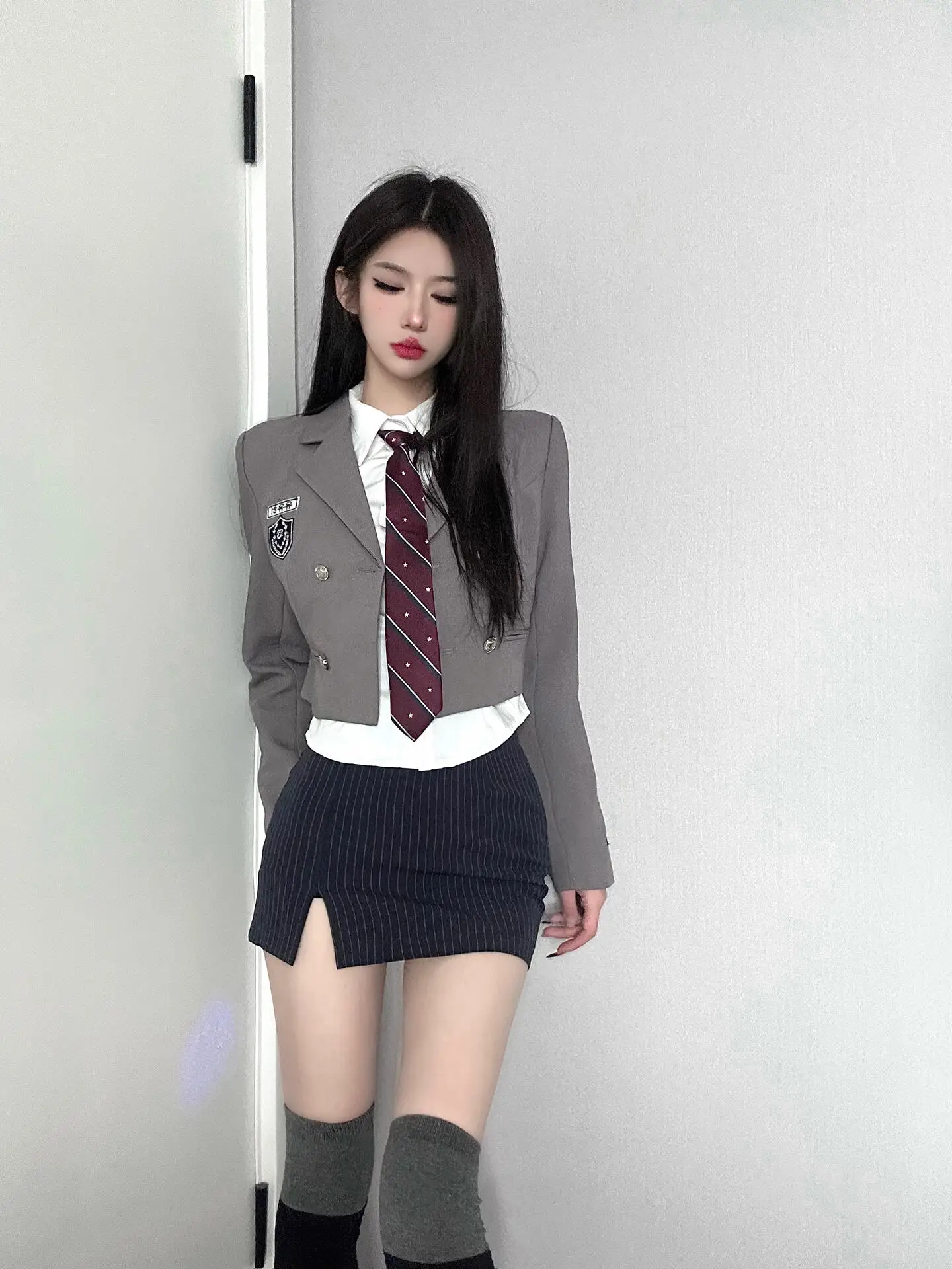 

Sweet Cool комплект одежды для Хэллоуина женский школьный orm Sle JK orm Jaet с запахом вокруг юбки Профессиональный комплект юбки